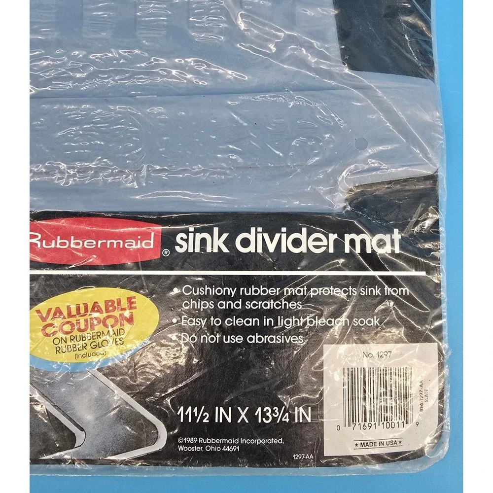 Vintage Rubbermaid Protector Mat for‎ Double Sink Slate Blue #1297 - 1989 NEW
